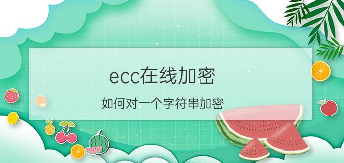 ecc在线加密 如何对一个字符串加密？